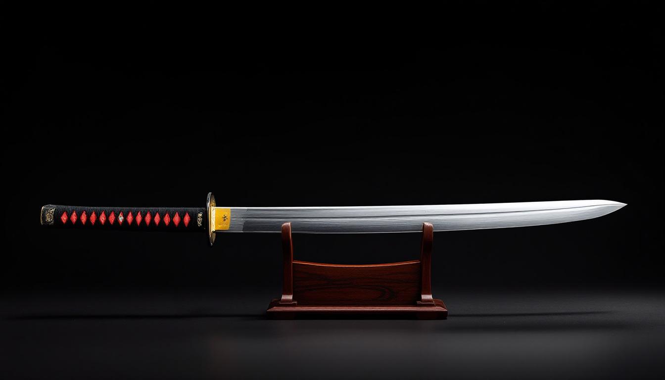 Ensemble Daishō traditionnel avec katana et wakizashi assortis dans leur support