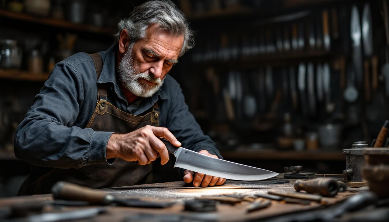 Maître forgeron transmettant son savoir à son apprenti dans une forge traditionnelle