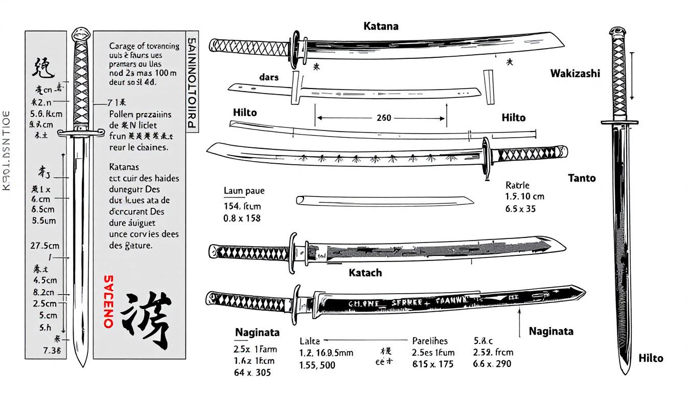 Différents types de sabres japonais pour débutants : katana, wakizashi, tanto